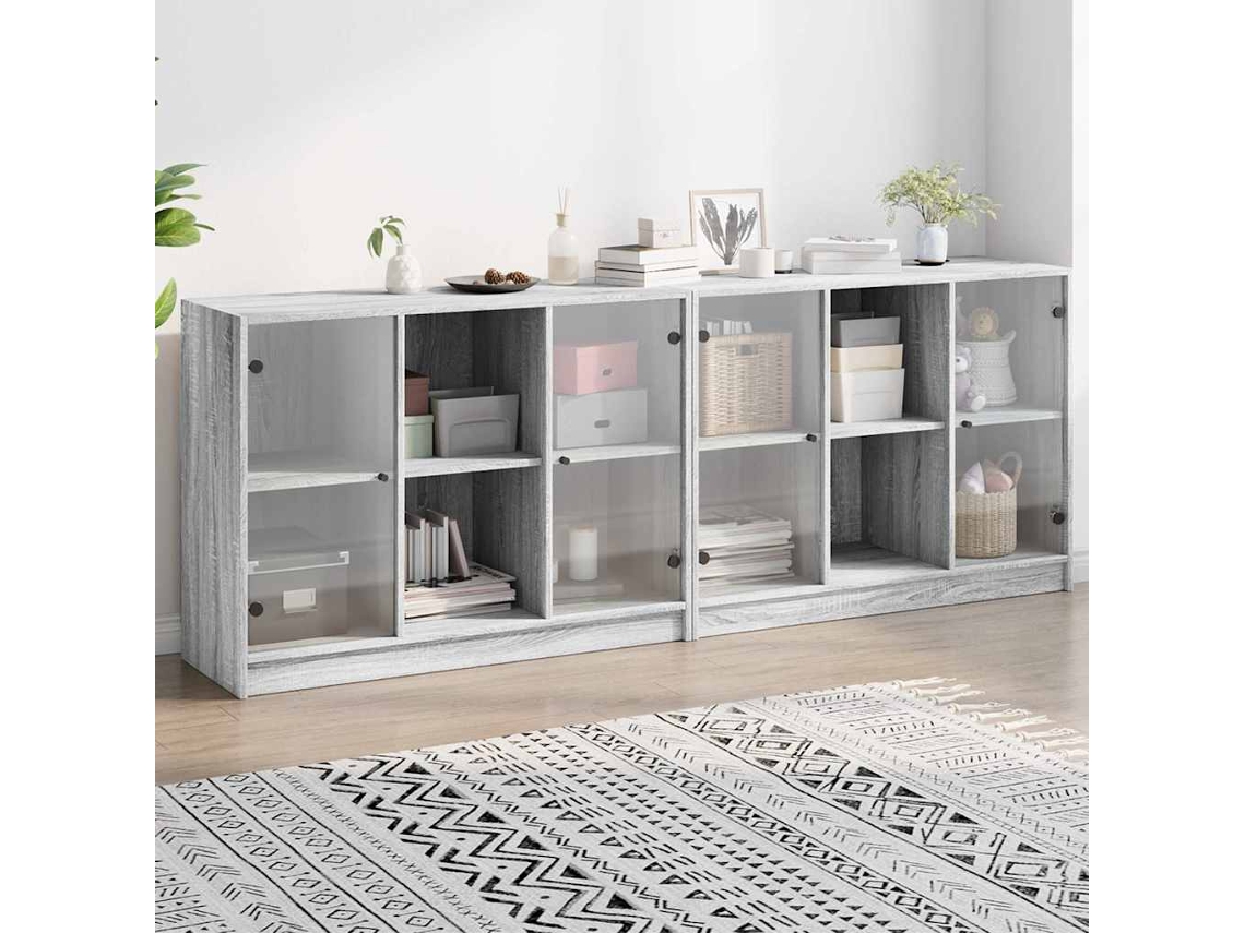 Vidaxl Estante C/ Portas 204x37x75 Cm Derivados Madeira Cinza Sonoma