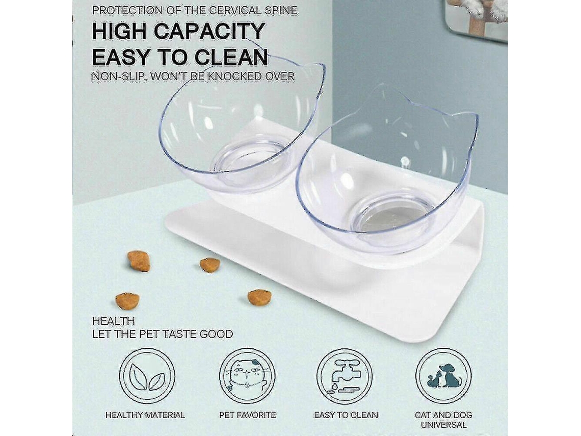 Tigela Dupla para Gatos, Suporte para Tigela de Animais de Estimação, Comedouro e Bebedouro Elevado para Cães AQUAFORGE