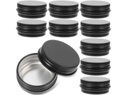 Conjunto De 24 Latas Redondas De Alumínio De 15 Ml, Recarregáveis, Para Cosméticos Diy, Na Cor Preta Gokoco