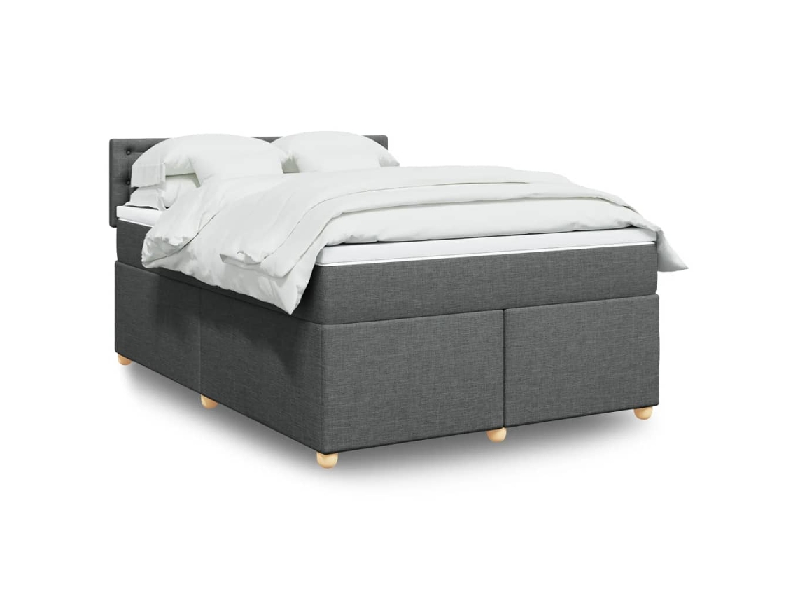 Vidaxl Cama Com Molas/colchão 140x190 Cm Tecido Cinzento-escuro