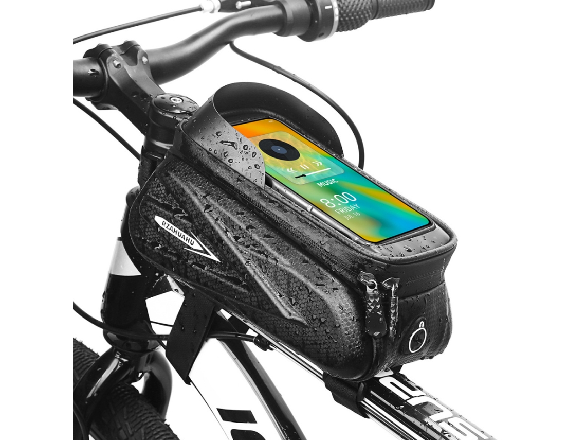 Bolsa Quadro Bicicleta Guidão Celular À Prova D'água P/ Smartphones Até 6.8'' C/ Tela Sensível