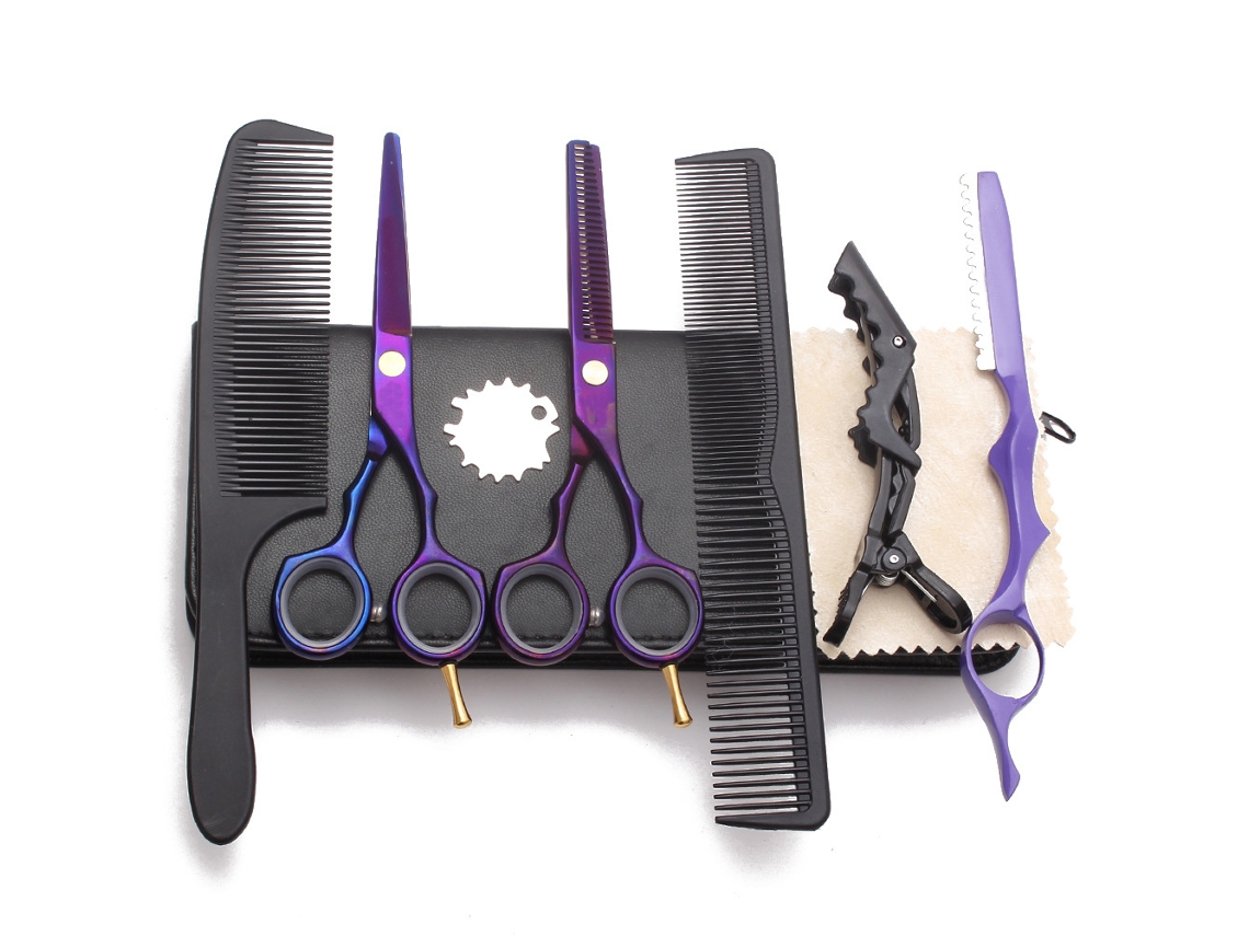 Conjunto de Tesouras de Corte de Cabelo de 5,5 Polegadas Tesouras de Desbaste/Texturização para Cabeleireiro Ou Uso Doméstico JEDBESETZT