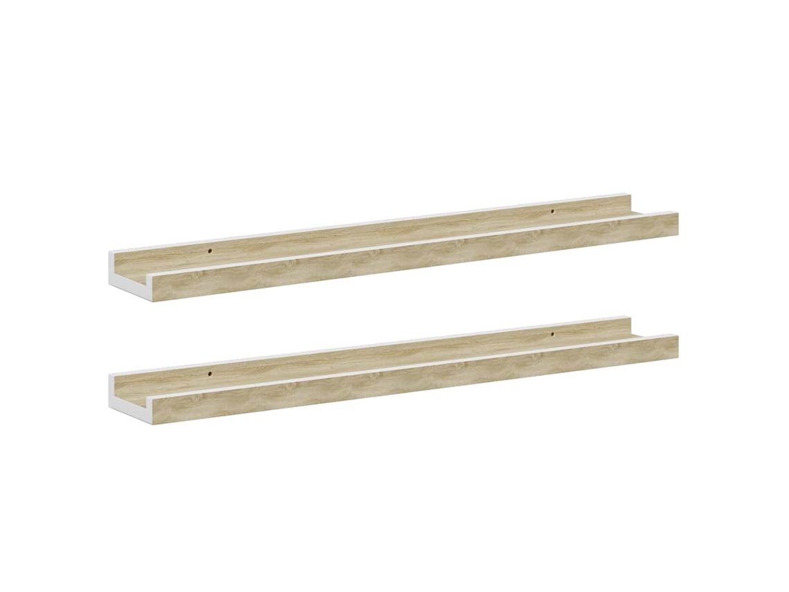 Prateleiras de Parede 2 Pcs 60x9x3 Cm Branco e Carvalho Sonoma MAISON EXCLUSIVE