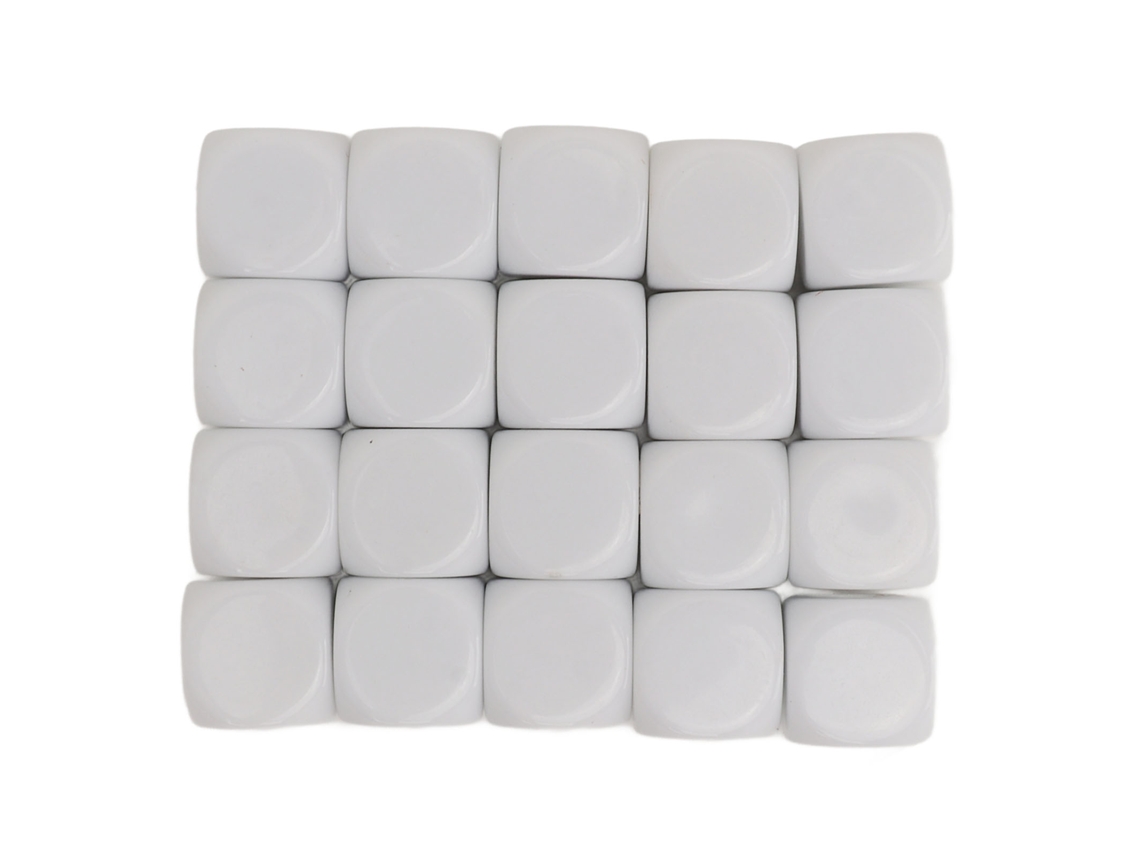 Dados de Cantos Redondos em Branco 16mm 20 Unidades S/MARCA