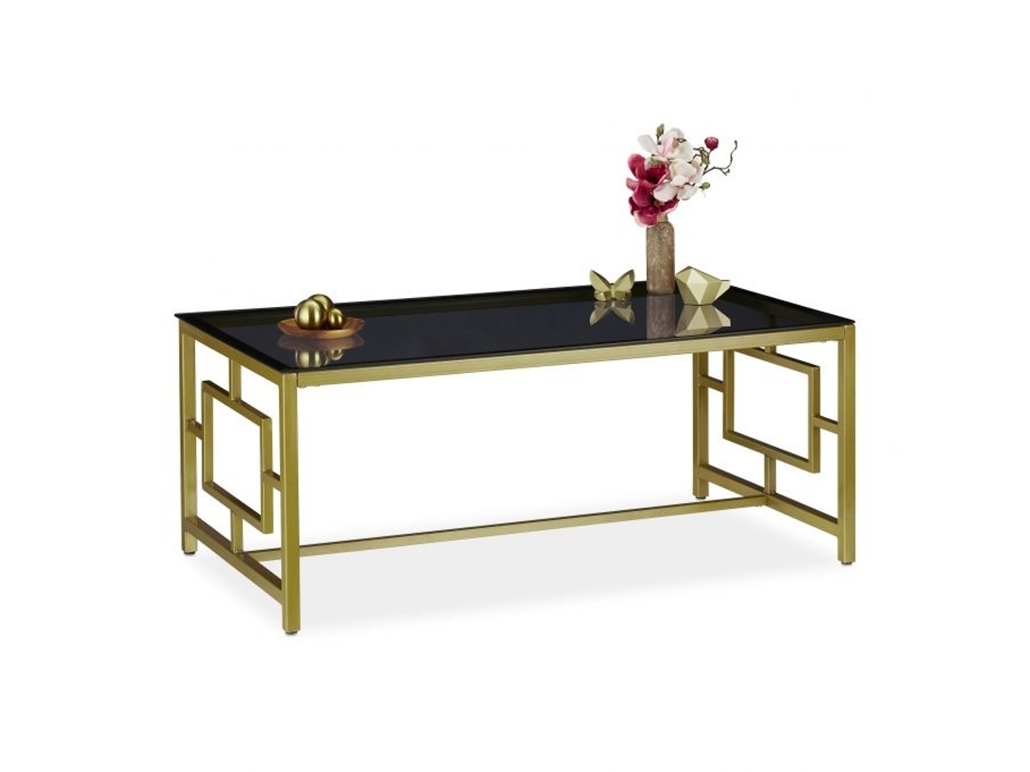 Mesa De Centro Em Preto E Dourado