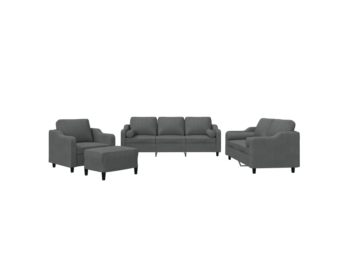 Conjunto De Sofás Vidaxl Cinzeto Tecido (198 X 77 X 80 Cm)