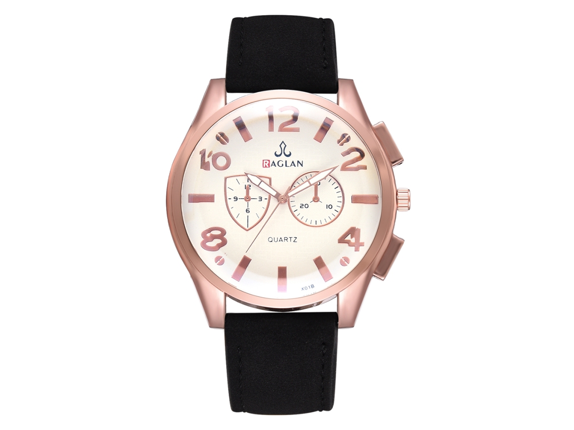 Relógio Masculino de Pulso Clássico Digital de Quartzo com Pulseira de Couro Pu Preto