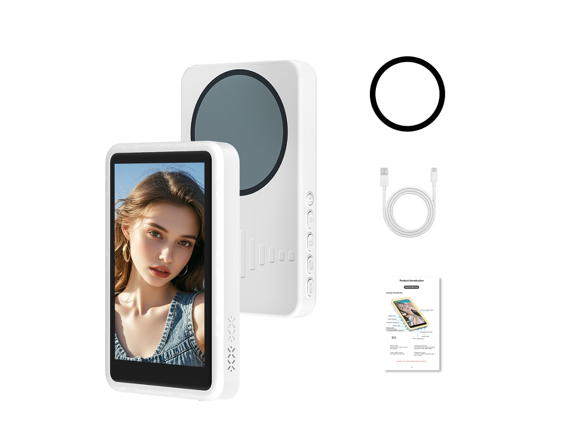 Monitor De Selfie Sem Fio, Tipo Magnético, Monitor De Câmera Traseira Com Luz De Preenchimento C92 ( Branco) Czhhmart