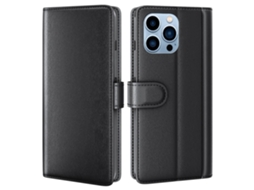 Capa Genuíno Quedas Para Iphone 14 Pro Pele Magnética Preto