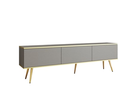 Móvel Tv de Ripas Cinza com Pés Dourados D: L: 175 Cm A: 30Cm D: 32 Cm 3XELIVING