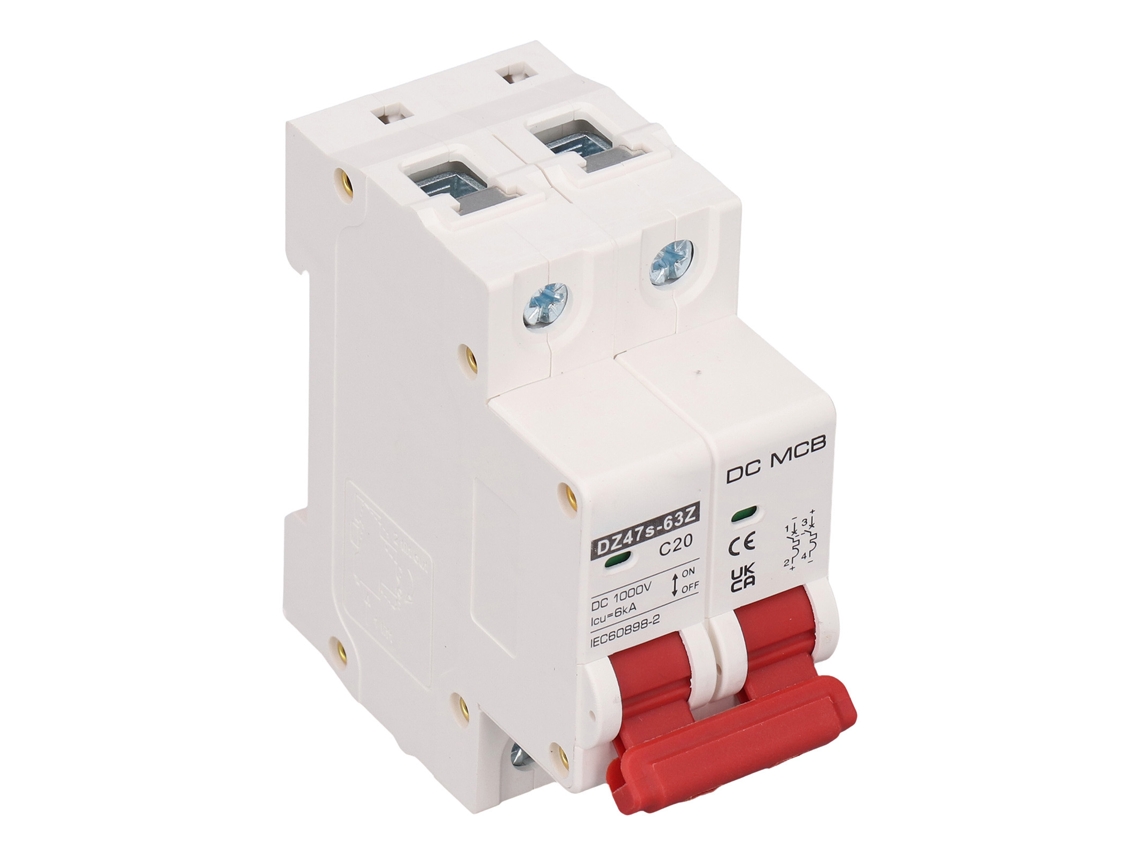 Laxiscreed Disjuntor Miniatura 2p, 6000a, Para Circuitos Fotovoltaicos Dc 1000v