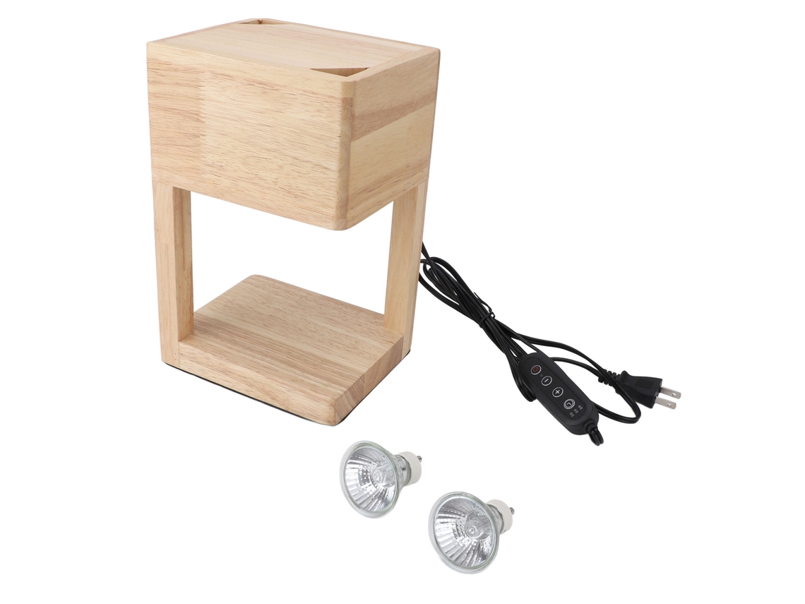 Lâmpada Aquecedora de Velas 2 Lâmpadas Madeira com Timer