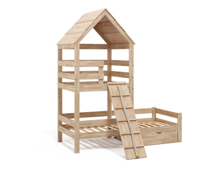 Cama cabine VITALISPA Teddy, madeira natural, 90x200 cm com gaveta