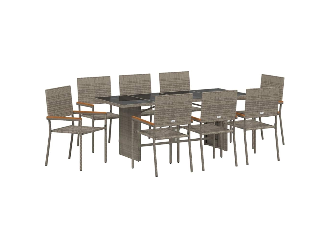 Maison Exclusive - Conjunto De Jantar Para Jardim 9 Pcs Cinzeto Vime Pe