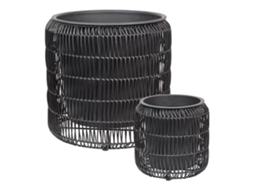 Conjunto de 2 vasos para plantas BELIANI Brodiea de Ratan sintético Preto 45x45x46
