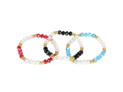 3pcs Pulseira de Contas de Cristal Simples Stackable Joia Presente para Mulheres Amigas