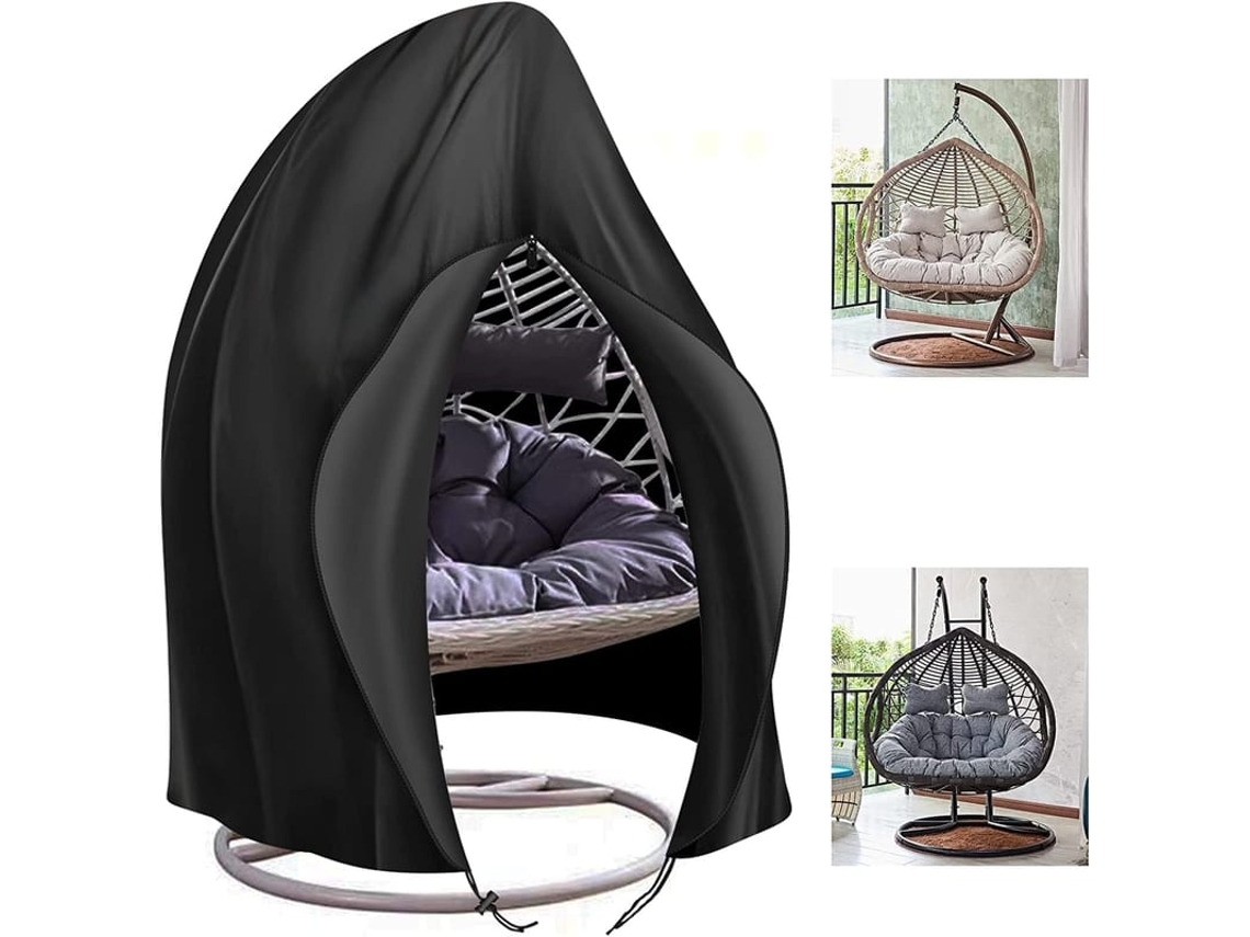 Capa Para Cadeira De Suspensão Ovo Jardim Impermeável Têxto Oxford 210d Preto 230x200cm
