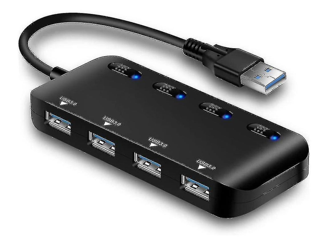 Usb 3.0 Hub Power Strip, Multi 4 Ultra Slim Múltiplas Portas Usb Com Leds De Chave De Alimentação Individuais Bestvite (preto)