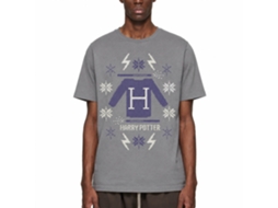 Rockinstone Harry Potter Blue Christmas Swetter Pattern Charcoal T-shirt Size:m