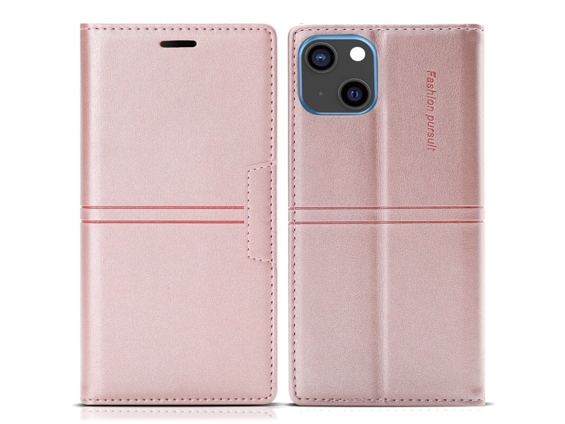 Capa Para Iphone 15 Plus Pele Sintética Magnética Rosa