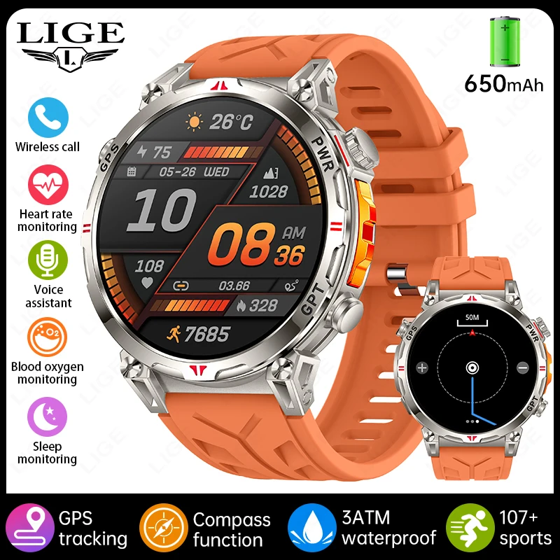 Gps Smart Watch MDUG com tela Amoled, 650mah, resistência 3atm, chamadas