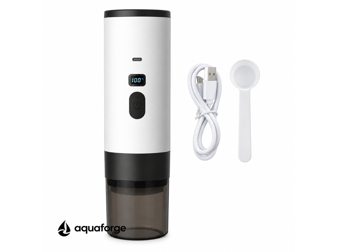 Máquina De Café Aquaforge Com 0,09 L E Ecrã Digital Para Café, Branco
