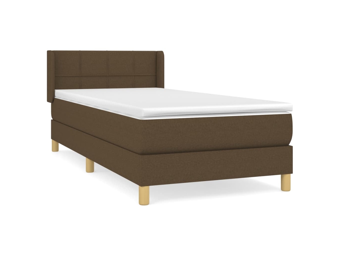 Cama com Molas e Colchão Tecido Castanho Escuro MAISON EXCLUSIVE (90x200 cm)