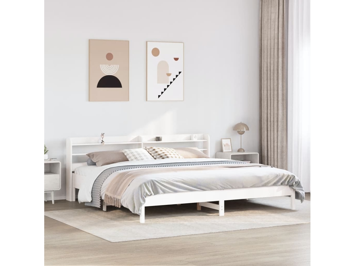 Vidaxl Cama Sem Colchão 200x200 Cm Madeira De Pinho Maciça Branco
