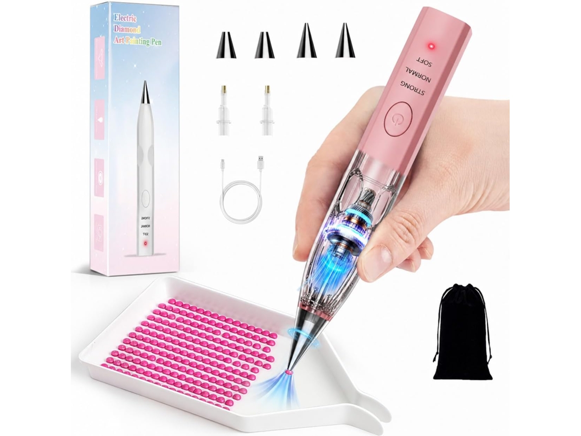 Caneta Elétrica Portátil Para Pintura De Diamante, Recarregável, 3 Níveis Ajustáveis, Acessórios Para Pintura De Diamante Digitallab (rosa)
