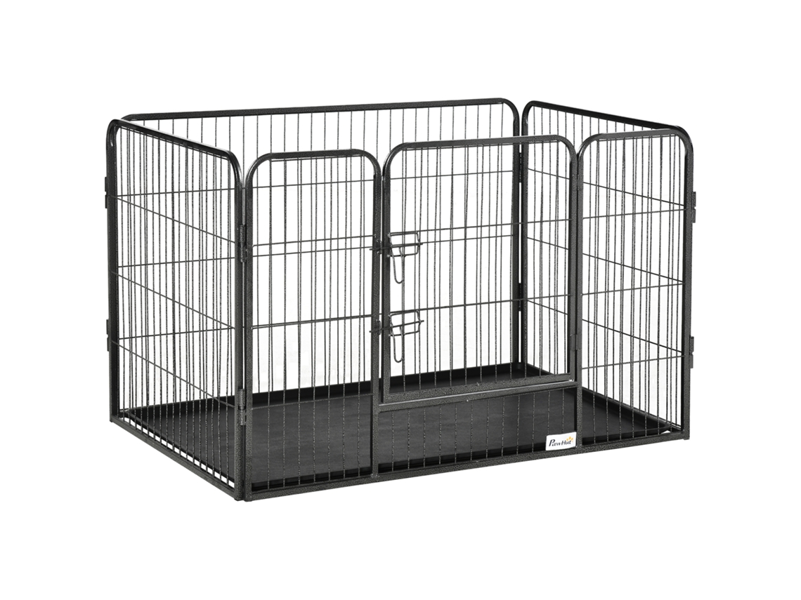 Caixa de Metal para Cães com Porta e Bandeja Embaixo. 109x74x71cm. Cinza Ge