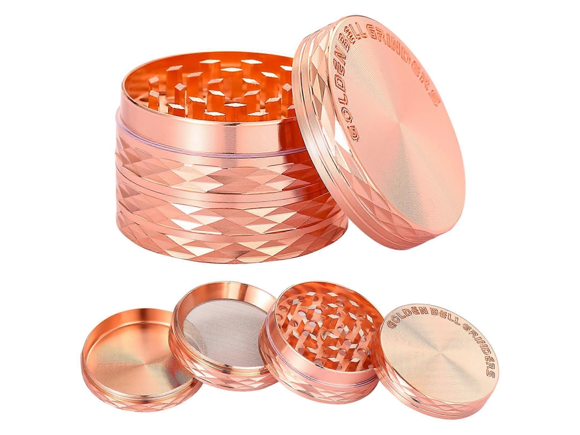 Triturador De Ervas E Especiarias Premium Em Liga De Zinco, 5 Cm (2 Polegadas), Com Coletor De Pólen E Tampa Magnética.
