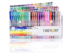 Conjunto de 100 Canetas de Gel com Glitter, Multicoloridas, Perfeitas para Livros de Colorir para Adultos, Desenho e AQUAFORGE