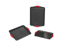 Conjunto De 3 Frigideiras Antiaderentes Em Aço Carbono Com Alças De Silicone Pretas Vevor