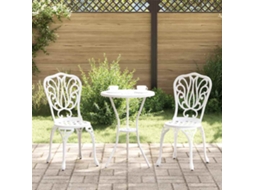 Vidaxl Conjunto Bistro de Jardim 3 Pcs Branco Alumínio