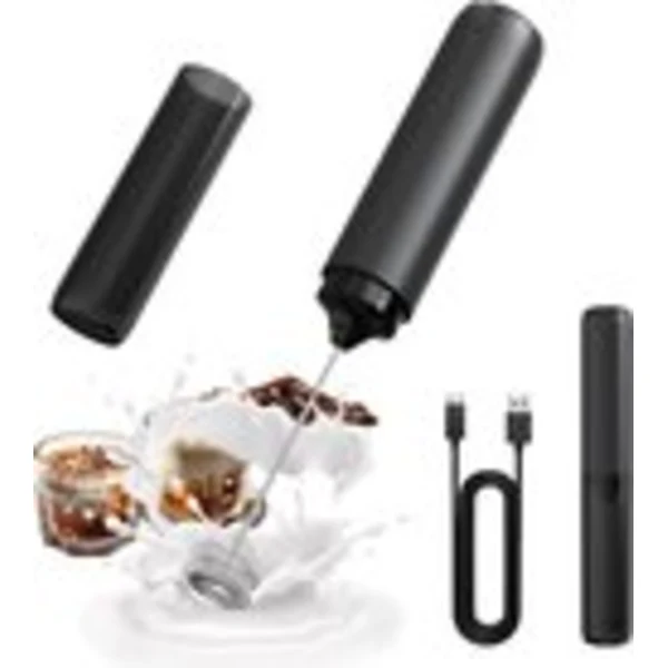 Espumador De Leite Sem Fio, Recarregável Via Usb, C, Espumador De Cappuccino Com Batedor Duplo, Aço Inoxidável 304, Preto, Presente Para A Cozinha
