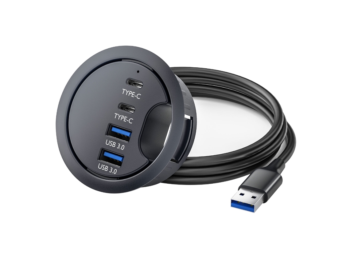 Hub Usb 3.0 para Computador, Estação de Acoplamento com Leitor de Cartões e Conexão Pass through AQUAFORGE