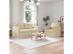 Vidaxl Conjunto De Sofás 2 Pcs Creme 156 X 82 X 85 Cm Tecido