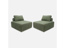 Sofá Modular Em Veludo Canelado, 2 Lugares, Verde