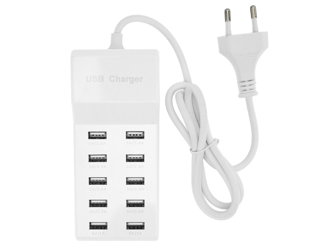 ESTAÇÃO DE CARGA USB DE PAREDE COM 10 PORTAS E CARREGADOR INTELIGENTE DE 40 W PARA MÚLTIPLOS DISPOSITIVOS