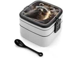 Lancheira Bento Raccoon De Grande Capacidade, Dupla Camada, Empilhável, À Prova De Vazamentos, Para Adultos, Removível