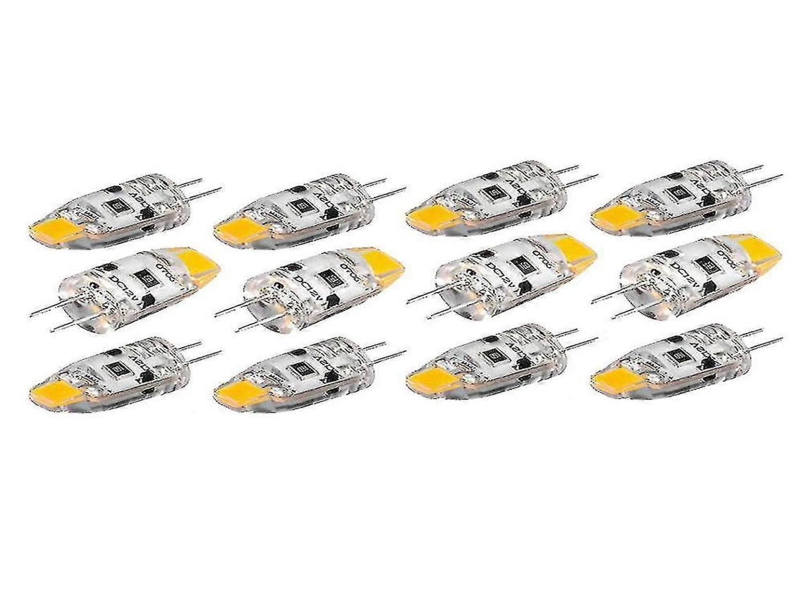Lurelia Pacote com 12 Lâmpadas LED G4 2w 12v Brancas Quentes, Diguláveis, Cápsula Transparente