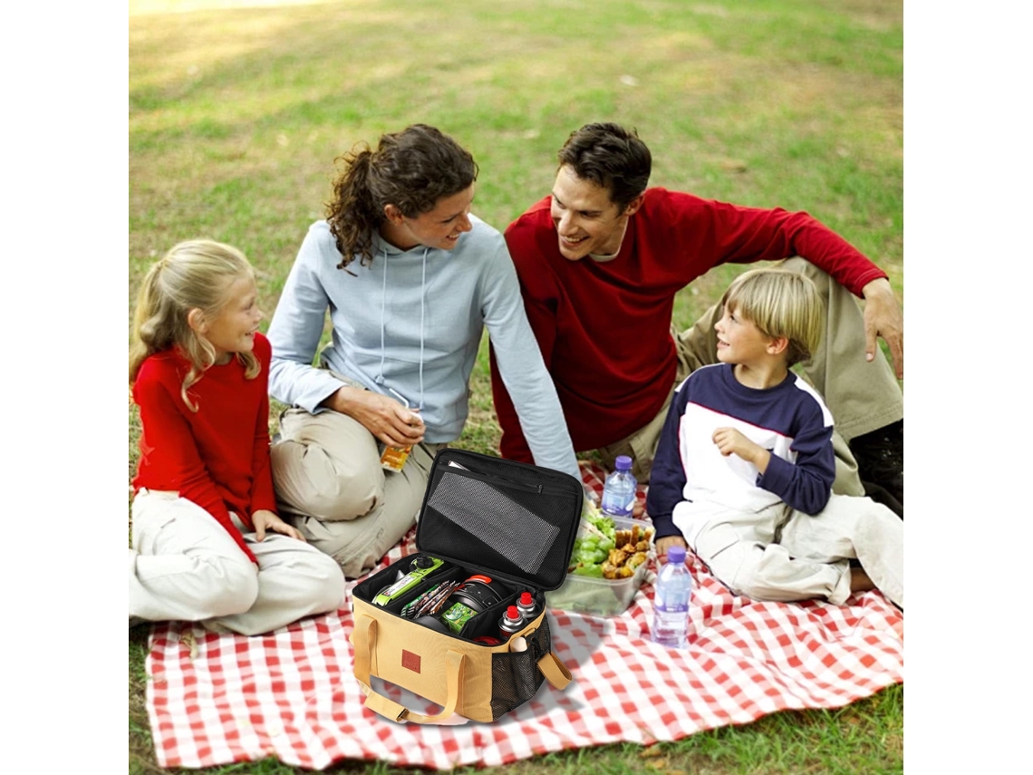 Saco De Picnic E Talheres Para Camping - Mala De Ombro De Grande Capacidade Isolada Térmica Para Exterior