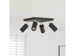 Vidaxl Foco De Teto Com Holofotes Preto 26 X 26 X 16 Cm Metal