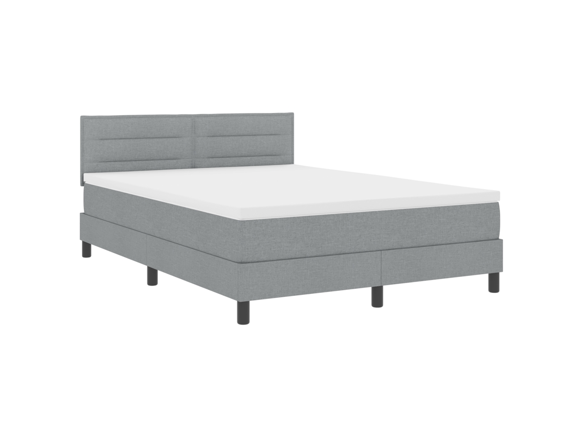 Conjunto 1 Cama Box Vidaxl Cinzento-claro Tecido (140 X 190 Cm)