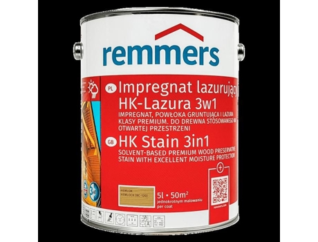 Hk Lasur 5 L Hemlock Primer 3 Em 1 Para Madeira Remmers