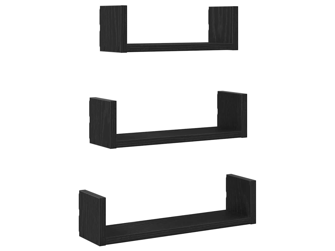 Prateleiras Parede 3 Pcs Derivados Madeira Carvalho Preto MAISON EXCLUSIVE