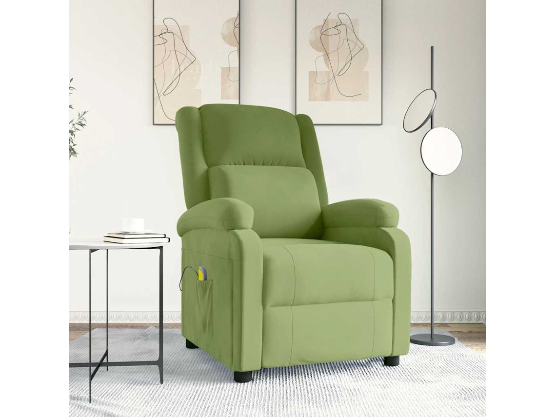 Vidaxl Poltrona De Massagens Veludo Verde-claro