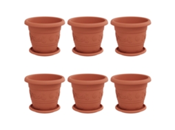 Conjunto 6 Plástico Vidaxl Vermelho Plástico (ø 22 X 18 Cm)