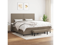 Vidaxl Cama Com Molas/colchão 200x200 Cm Tecido Castanho-acinzentado
