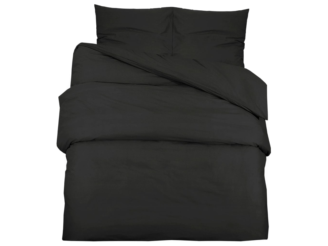 Duvet Cover Set, Duvet Cover Sets Vidaxl Preto Microfibra (220 X 240 Cm + 65 X 65 Cm)